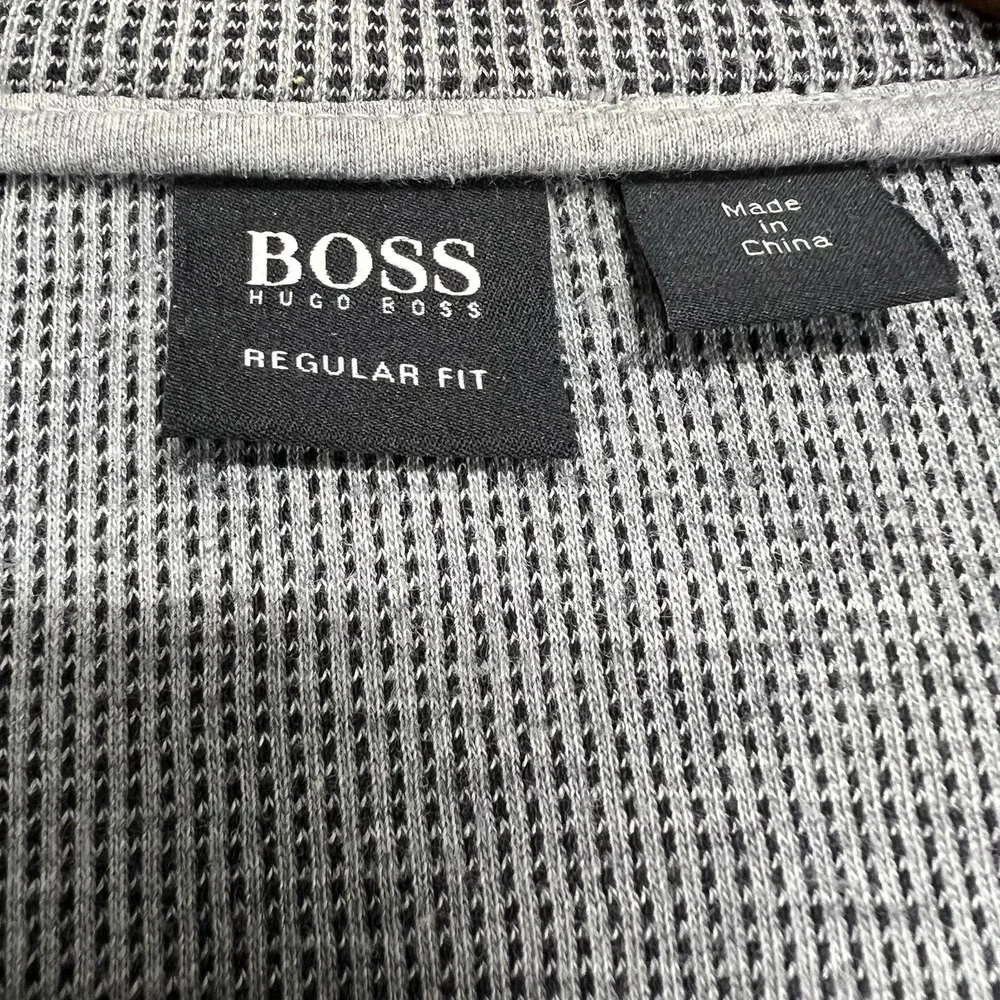 Hugo Boss Mens Grey Quarter Zip Pullover Sweatshirt Elbow Patches Size L (EU XL)